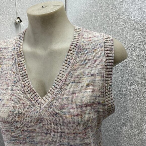 Emilia George Women’s Multicolor Flecks V-Neck Knitted Vest – Size M - Picture 11 of 13
